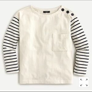 J. Crew Striped-sleeve boatneck